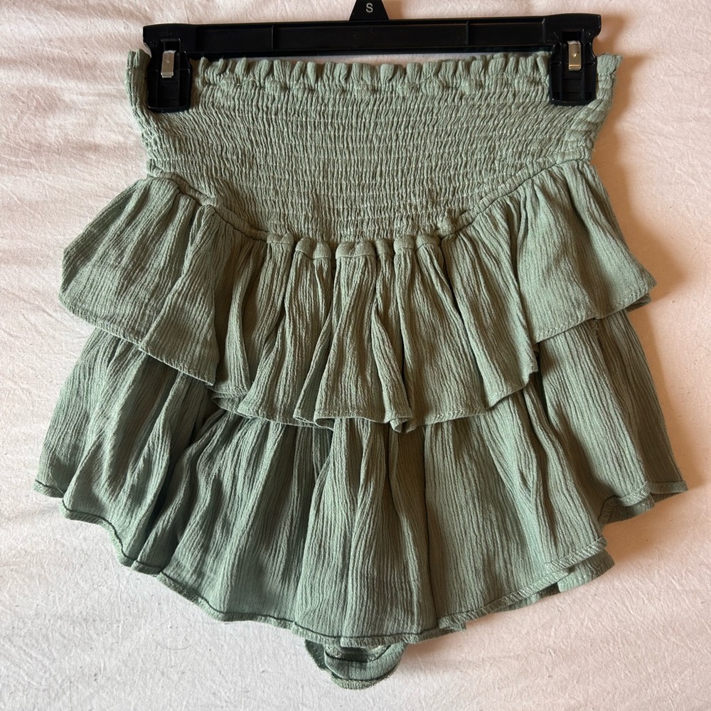 Green ruffle skirt